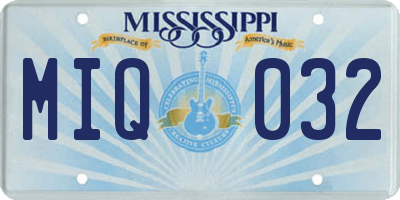 MS license plate MIQ032