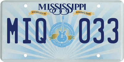 MS license plate MIQ033