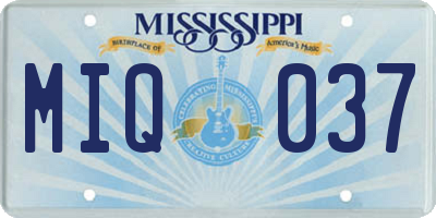 MS license plate MIQ037