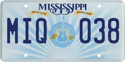 MS license plate MIQ038