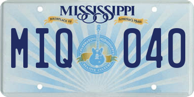 MS license plate MIQ040