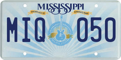 MS license plate MIQ050
