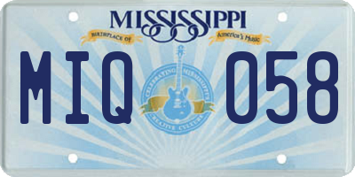 MS license plate MIQ058