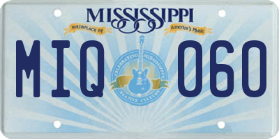 MS license plate MIQ060