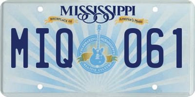 MS license plate MIQ061