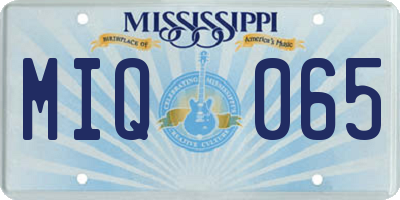 MS license plate MIQ065