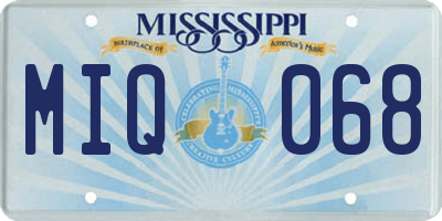 MS license plate MIQ068