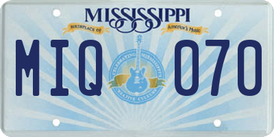MS license plate MIQ070