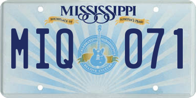 MS license plate MIQ071