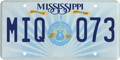 MS license plate MIQ073