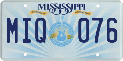 MS license plate MIQ076