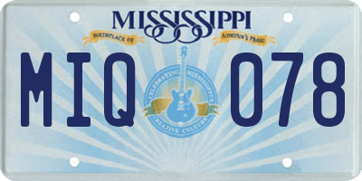 MS license plate MIQ078