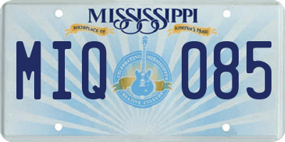 MS license plate MIQ085