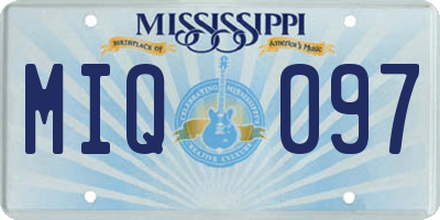 MS license plate MIQ097