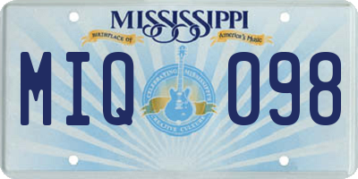 MS license plate MIQ098