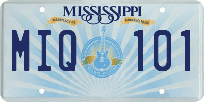 MS license plate MIQ101