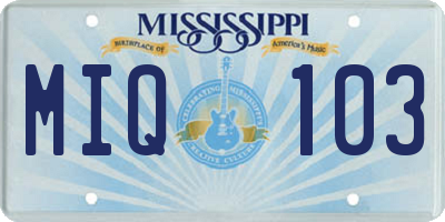 MS license plate MIQ103