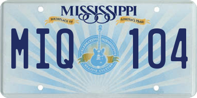 MS license plate MIQ104
