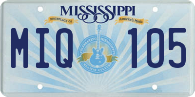 MS license plate MIQ105