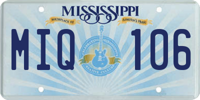 MS license plate MIQ106