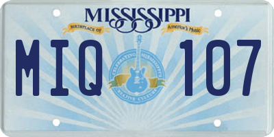 MS license plate MIQ107