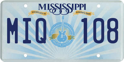 MS license plate MIQ108