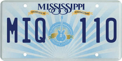 MS license plate MIQ110