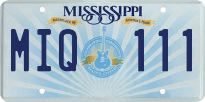 MS license plate MIQ111