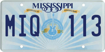 MS license plate MIQ113