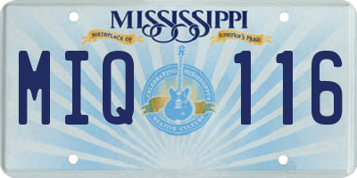 MS license plate MIQ116