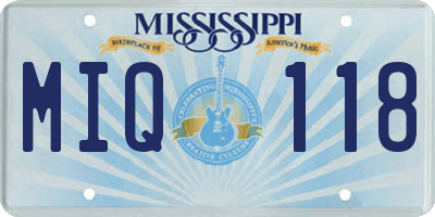 MS license plate MIQ118