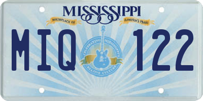 MS license plate MIQ122