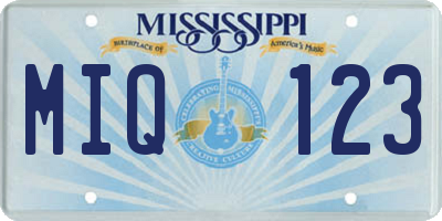 MS license plate MIQ123