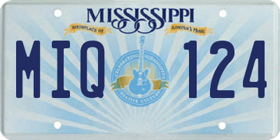 MS license plate MIQ124