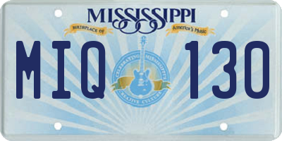MS license plate MIQ130