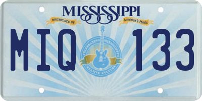 MS license plate MIQ133