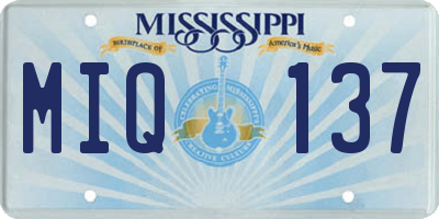 MS license plate MIQ137