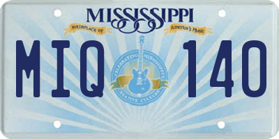 MS license plate MIQ140