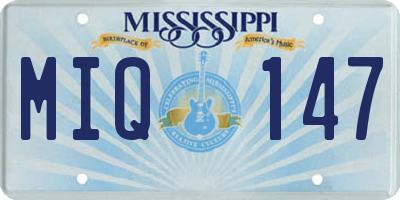 MS license plate MIQ147