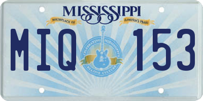 MS license plate MIQ153