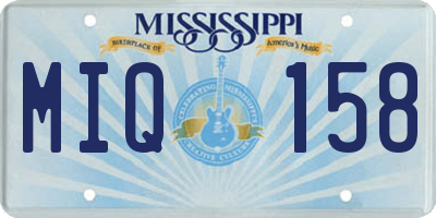 MS license plate MIQ158