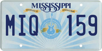 MS license plate MIQ159