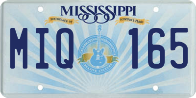 MS license plate MIQ165