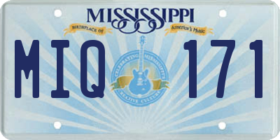 MS license plate MIQ171