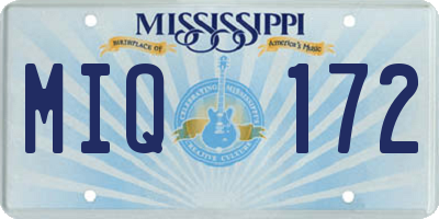 MS license plate MIQ172