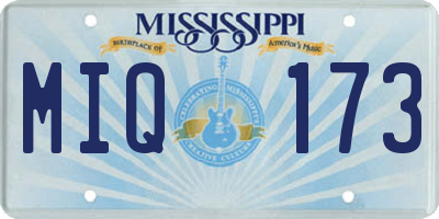 MS license plate MIQ173