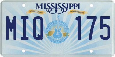 MS license plate MIQ175