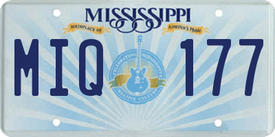 MS license plate MIQ177