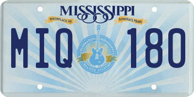 MS license plate MIQ180