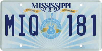 MS license plate MIQ181